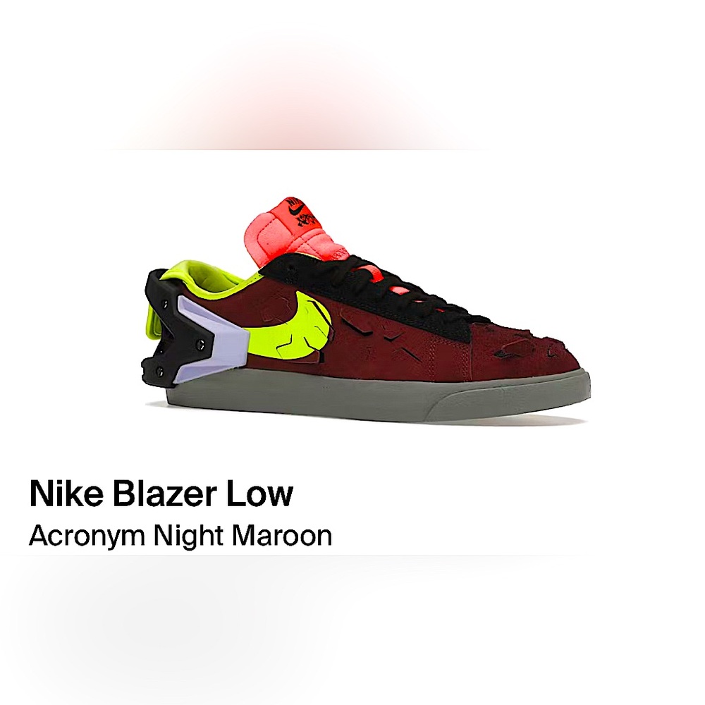🔥 ACRONYM 🎨 x NIKE Blazer Low “Acronym Night Maroon” (US10) Sneakers 👟